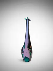Giraffe by Antonio da Ros, for Vetreria Gino Cenedese, alexandrite sommerso glass applied with green and yellow murrine, sold Feb 2023