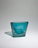 Antonio da Ros, Rare Coppa Piatta Molata Vase, for Vetreria Gino Cenedese, acquamarine sommerso glass cased in acciaio