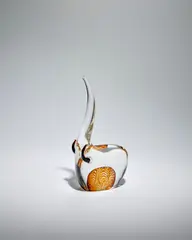 Antonio da Ros, Elephant with Raised Trunk, for Vetreria Gino Cenedese, clear glass with amber fenicio sommerso and amber tusks