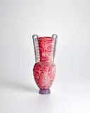 Ermanno Nason, Amfora Scavo con Greche, for Vetreria Gino Cenedese, red and alexandrite scavo glass with applied meander decoration