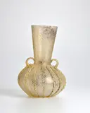 Ermanno Nason, Amphora Vase, for Vetreria Gino Cenedese, yellow opaline glass with scavo surface treatment, applied with handles and morise decoration