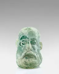 Ermanno Nason, Head of a Philosopher, for Vetreria Gino Cenedese, green glass with scavo surface treatment