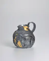 Ermanno Nason, Carafe, for Vetreria Gino Cenedese, scavo glass with applied meander decoration and gold leaf, paper label 'MURANO cenedese VETRI 187'