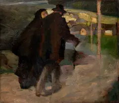 Albert Weisgerber, Altes Paar auf der Landstraße, Um 1901, Öl auf Leinwand