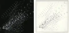 Jorinde Voigt, Lichtbogen - Quadrat Umkehrung“ / „Lichtbogen - Quadrat, 2007, Tinte über Bleistift auf Papier bzw. Fotografie (Lambda Opal Film) auf Alu-Dibond hinter Acrylglas kaschiert