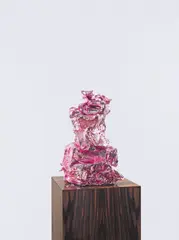 Anselm Reyle, Ohne Titel, 2007, Bronze, Chromoptik, Patina, Sockel mit Makassarholzfurnier