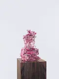 Anselm Reyle, Ohne Titel, 2007, Bronze, Chromoptik, Patina, Sockel mit Makassarholzfurnier