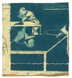 Neo Rauch, Das Bügeleisen, 1995, Öl über Bleistift und Farbkreide auf Papier, collagiert