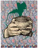 Sigmar Polke, S.H. – oder wann zählen die Punkte?, 2002, Farbserigrafie auf mit Caparol behandeltem Dekostoff