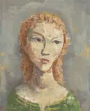 Mädchenkopf by Karl Hofer, 1944, Öl auf Leinwand, auf Hartfaser aufgezogen, sold Nov 2019