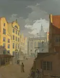 Deutsch, um 1830 & 40, Die Langgasse in Danzig, Öl auf Leinwand. Doubliert