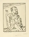 Max Beckmann, Bildnis Fritz P./Selbstbildnis mit Bart, 1923, Kaltnadel auf Bütten (Wasserzeichen: BSB)