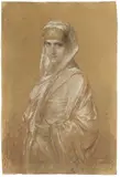 Franz von Lenbach, Orientalin, 1882, Pastell über Farbstift auf braunem Karton
