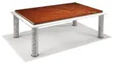 Coffee table by Ettore Sottsass, White marble with Rosso top, sold Mar 2011