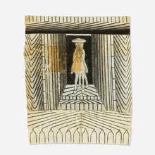 Martín Ramírez, Untitled (Man on Donkey), mixed media and collage on paper