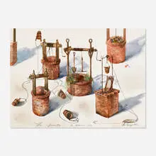 Los Carpinteros, La Fuente, 1996, gouache, pencil, and watercolor on paper