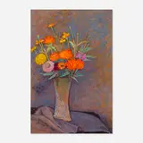 Gershon Benjamin, Zinnia and Marigold Still Life