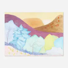 Hills and Trees by Sally Michel Avery, 1980, oil on canvas, sold Nov 2020