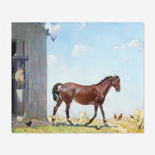 Frolicking Horse by Joseph T. Pearson, Jr., oil on canvas, sold Nov 2020