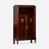 Paul Follot, Cabinet, c. 1925, macassar ebony, mahogany, marble, mixed wood inlay, brass
