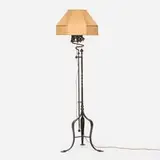 Edgar Brandt, Adjustable floor lamp, c. 1925, patinated steel, silk