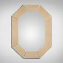 Contemporary, Wall mirror, c. 1975, suede leather, aluminum, mirrored glass