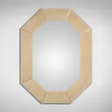 Wall mirror by Contemporary, c. 1975, suede leather, aluminum, mirrored glass, offered Sep 2025