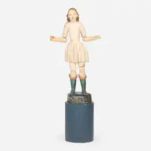 South American, Spanish Colonial Santos figure, painted plaster and wood