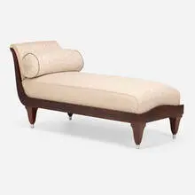 Dominique, Chaise lounge, c. 1935, rosewood, upholstery, gilt inlay, silver leaf