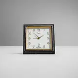 Travel clock with case by Asprey & Co., snake skin, brass, glass, offered Apr 2025