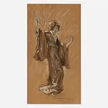 Allan Clark, Untitled (Japonaiserie), charcoal and pastel on board