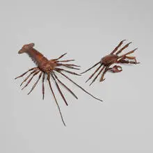 Gukei, Articulated okimonos of a spiny lobster and a crab, patinated copper
