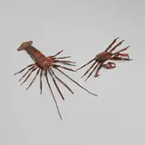 Gukei, Articulated okimonos of a spiny lobster and a crab, patinated copper