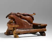 Studio, Settee, c. 1975, root, steel, rebar, rubber-coated steel