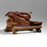 Studio, Settee, c. 1975, root, steel, rebar, rubber-coated steel