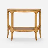 attribution Maitland-Smith, Demilune console table, c. 1975, ostrich leather over wood