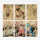 Tsukioka Yoshitoshi, Triptychs, set of two, woodcut in colors
