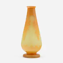 Le Verre Français, Tall vase with date palm, c. 1925, cameo glass