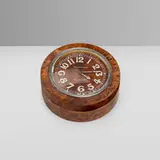 Boucheron Paris, 8-day clock box, c. 1925, burl wood, silver, glass