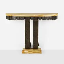Raymond Subes, Console table, c. 1928, patinated wrought iron, marble