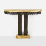 Raymond Subes, Console table, c. 1928, patinated wrought iron, marble