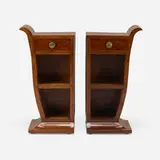 Art Déco, Nightstands, pair, c. 1930, mahogany burl, brass