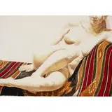 Philip Pearlstein, Girl on Orange and Black Mexican Rug