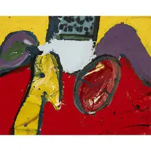 Alan Davie, Yellow Bird, Red Egg, 1959, oil on paper laid down on masonite