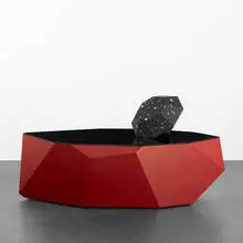 John Torreano, untitled (coffee table), 1983-1984, lacquered wood, black glass and faux gemstones