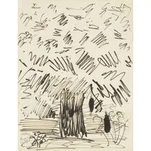 Milton Avery, untitled (tree), 1954, Flo brush on paper
