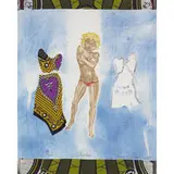 Emma Amos, Lil Bim Choice, 2001, watercolor, graphite and fabric collage on paper