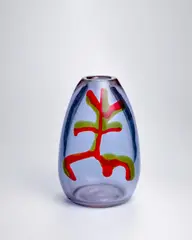 Ermanno Nason, Vase, for Vetreria Gino Cenedese, alexandrite glass with red and verde marcio decoration