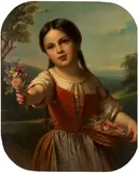 Jan Adam Kruseman, The flower girl, oil on canvas