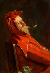 John Watson Nicol, The jester, oil on board